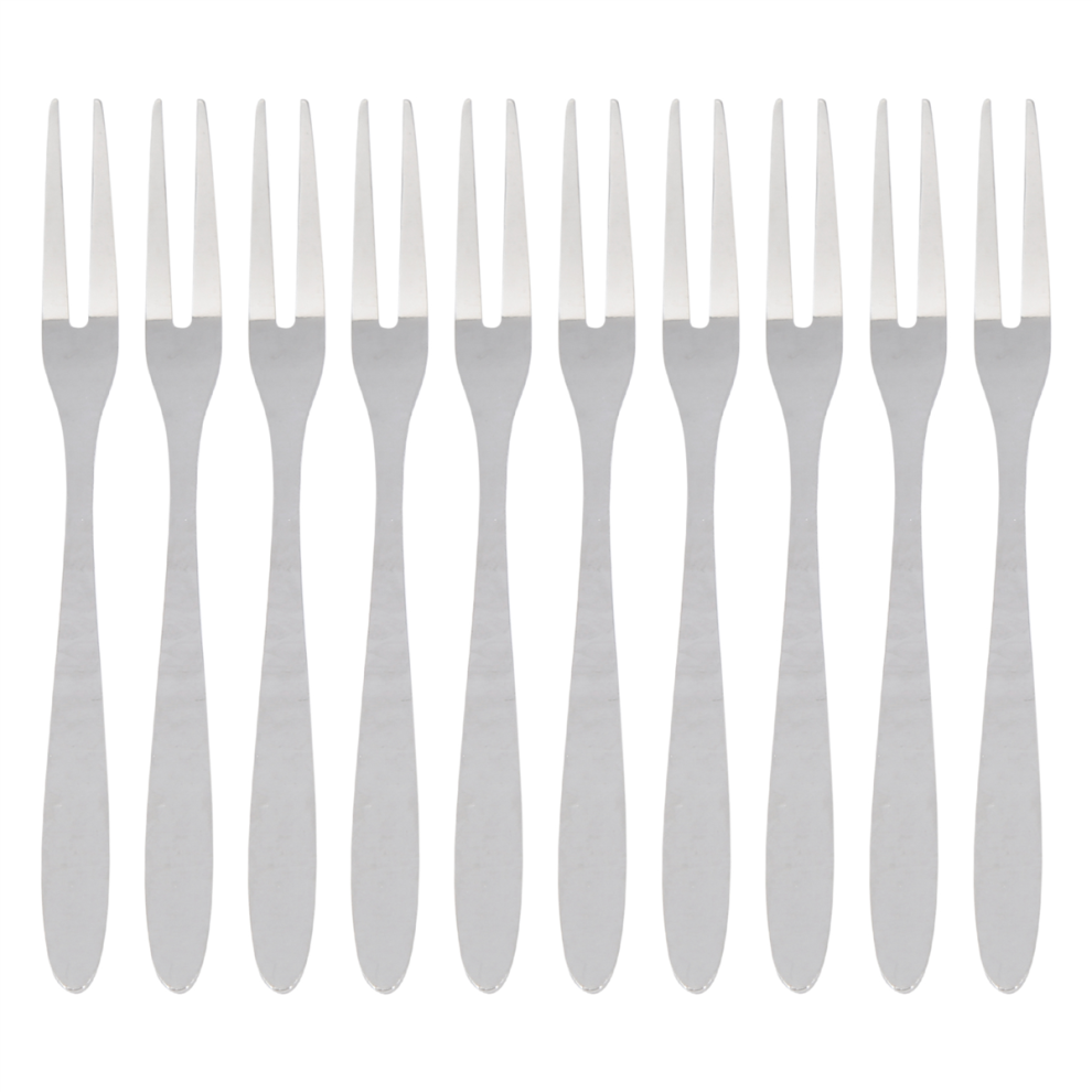 10Pcs Stainless Steel Reusable Fruit Fork Cake Snack Dessert Salad Flatware Two- Set Kitchen Tool 13Cm 4851672769773