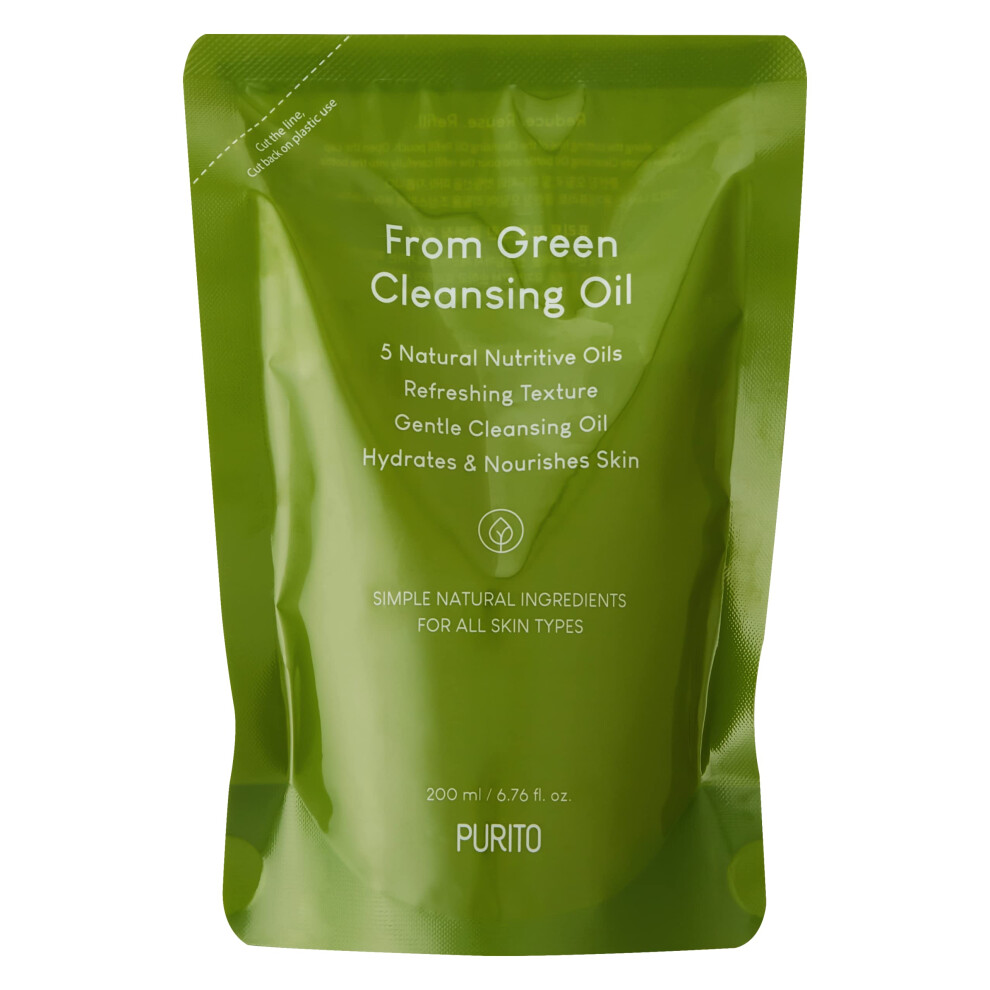 Purito Green From Cleansing Oil Refill 6.76 Fl.oz / 200Ml Gentle Facial Cleanser Cruelty-Free & Vegan Nature-Derived Oils (Refill)