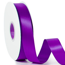 Violetti 2,5 cm x 50 jaardia yksivärinen satiininauha, kaksipuolinen, tiheä polyesterikangasnauha lahjojen paketointiin, hääjuhliin, askarteluihi