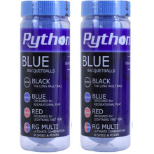 Python 3 Bollar Kan Blå Racquetballs (Standardfärg med Turneringskvalitet!) (2-Pack/Kannor, 6-Bollar)