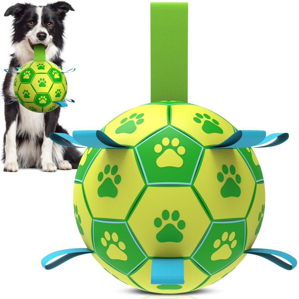 Qdan Dog Toys Ballon De Football Balles Pour Chiens Durables Avec Sangle Pour Chiens De Taille Moyenne Et Petite, Cadeaux D'anniversaire Pour C-image
