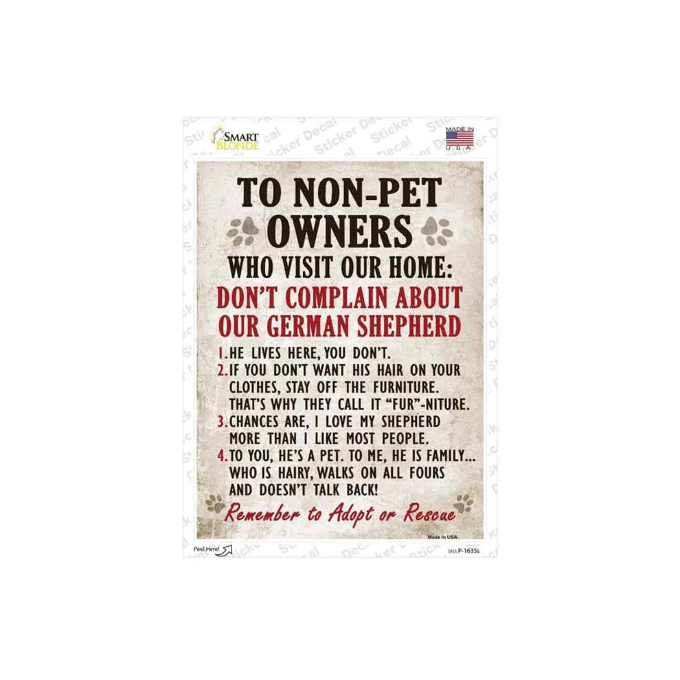 Smart Blonde P-1635S-M Non-Pet Owners German Shepherd Novelty Rectangle Sticker Decal - Medium 792636424304