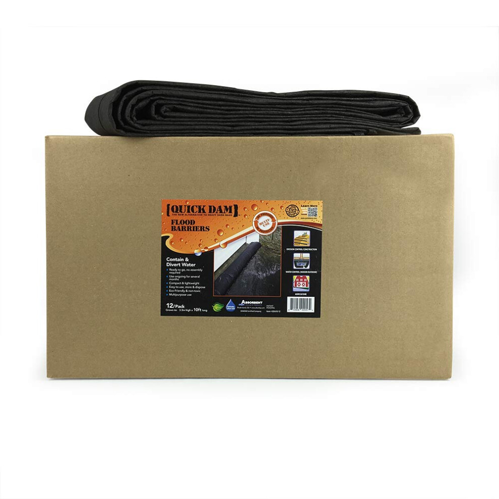 Quick Dam Qd610-12 Water-Activated Flood Barrier-10 Feet-12/Pack 12 Pack Black 12 Count 810959020574