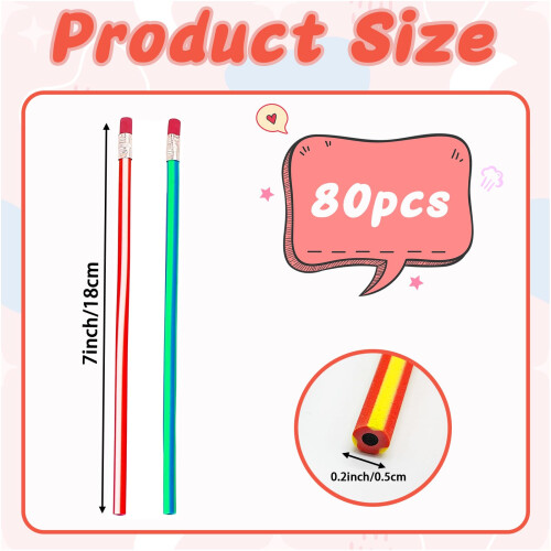 Qyyiguf 80 Pcs Lápis Flexíveis de 7 Polegadas, Lápis Macios com Borracha, Lápis Mágicos para o Dia dos Namorados 1