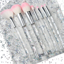 RAEEIKPHZ Rejse Makeup B?rste S?t Hvid Foundation Gr? Transparent Unique Liquid Flows H?ndtag Blush Powder Fan Lip Eye Shadow Blender ?jenbryns b