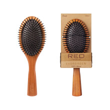 RED Premium Evergreen Escova de Madeira 100% - Escova Desembaraçadora para Cabelos Grossos, Cacheados, Finos, Úmidos ou Secos