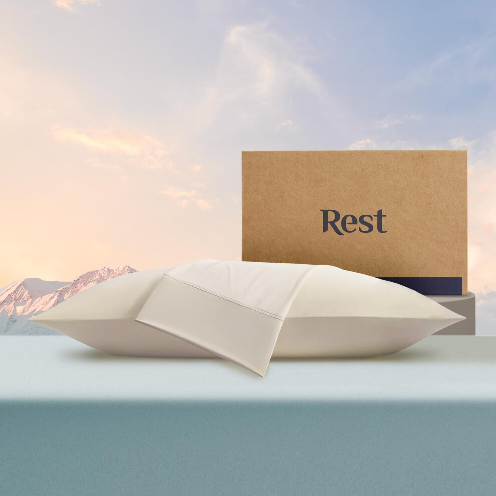 REST Evercool+ Cooling Pillow Cases Standard - 2 Pillowcase for Sensitive Skin Silver Infused Fabric for Hygienic Sleep Silky Smooth for Curly Hair