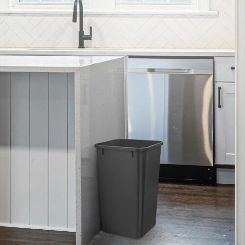 Rev-A-Shelf Polymer Replacement 27 Quart Trash Bin Recycle Waste Garbage Container for Kitchen Cabinet Pullouts  Black  2 Pack  RV-1024-18-2 1