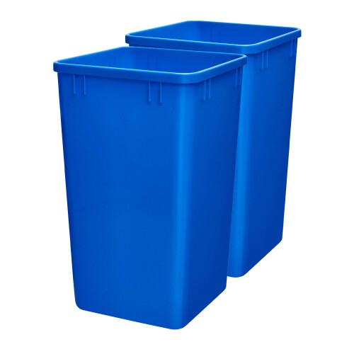 Rev-A-Shelf Polymer Replacement 27 Quart Trash Bin Recycle Waste Garbage Container for Kitchen Cabinet Pullouts  Blue  2 Pack  RV-1024-22-2