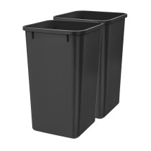 Rev-A-Shelf Polymer Replacement 27 Quart Trash Bin Recycle Waste Garbage Container for Kitchen Cabinet Pullouts Black 2 Pack RV-1024-18-2