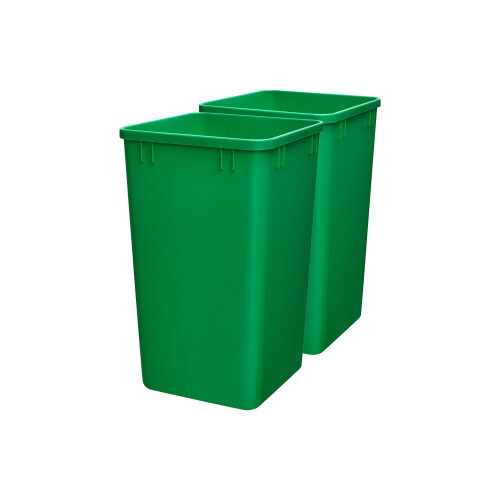 Rev-A-Shelf Polymer Replacement 27 Quart Trash Bin Recycle Waste Garbage Container for Kitchen Cabinet Pullouts  Green  2 Pack  RV-1024-19-2