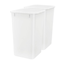 Rev-A-Shelf Polymer Replacement 27 Quart Trash Bin Recycle Waste Garbage Container for Kitchen Cabinet Pullouts White 2 Pack RV-1024-11-2