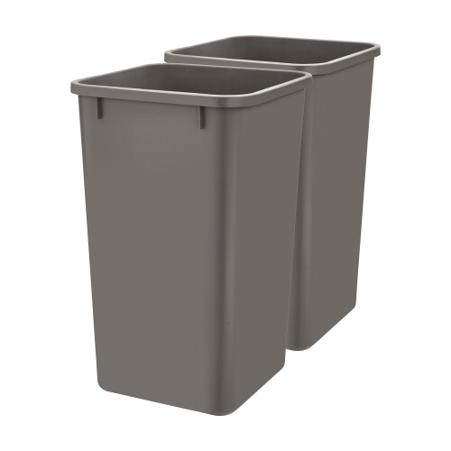 Rev-A-Shelf Polymer Replacement 27 Quart Trash Bin Recycle Waste Garbage Container for Kitchen Cabinet Pullouts  Orion Gray  2 Pack  RV-1024-13-2