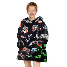 REXEO Tragbare Decke mit Kapuze f?r Kinder, Fleece-Sweatshirt, Decke, Gamer-Geschenke f?r Jungen und M?dchen, Flanell-Kapuzendecke mit Tasche und ?rme