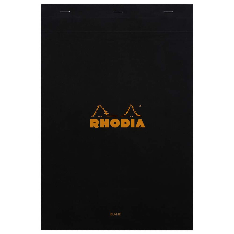 Rhodia 190009C - Bloc-Notes A Punto Metallico N°19 Black - A4+ 21 X 31,8 Cm- Uni - 80 Fogli Staccabili - Carta Clairefontaine Bianca 80G/M² -COPERTINA In Carta Trattata Morbida, Resistente E Impermeabile-image
