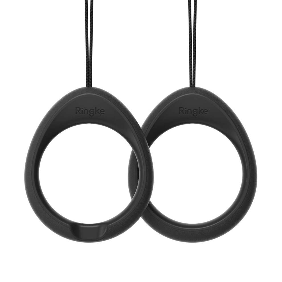 Ringke Finger Ring Strap Silicone Smartphone Grip Lanyard Holder [2 Pack] With Anti-Slip Mount Function Compatible With Phone Cases Keys Cameras An Black 8809848206511