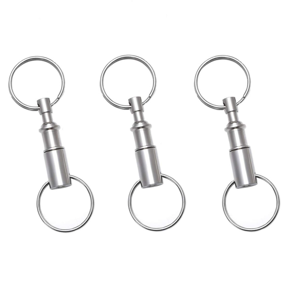 Rongbo 3 Pack Quick Release Detachable Pull Apart Key Rings Keychains Double Spring Split Snap Seperate Chain Lock Holder Convenient Accessory Gift (3 663751490706