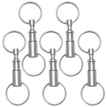 Rongbo 5-pack, snelsluiting, afneembaar, uit elkaar trekken, sleutelhangers, sleutelhangers, dubbele veer, split-snap, aparte kettingslothouder, hand