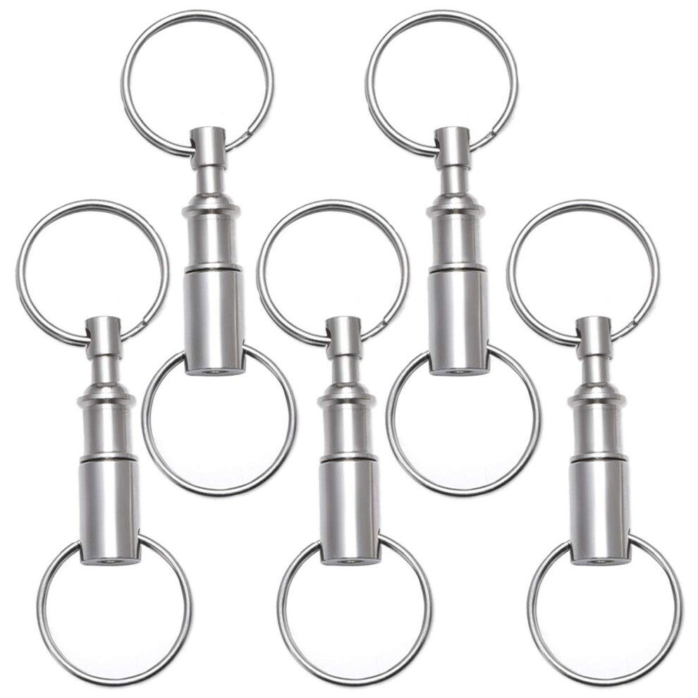 Rongbo 5 Pack Quick Release Detachable Pull Apart Key Rings Keychains Double Spring Split Snap Seperate Chain Lock Holder Convenient Accessory Gift (5 614024836639