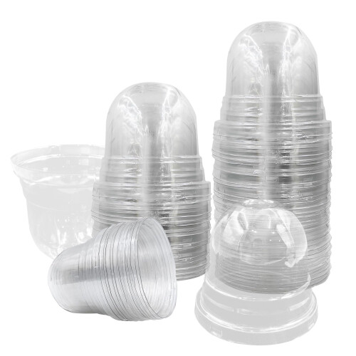 RooTrimmer 50 Pacote de Domos para Vasos de Plantas Transparentes, Compatíveis com Vasos de Sementes de 4 Polegadas