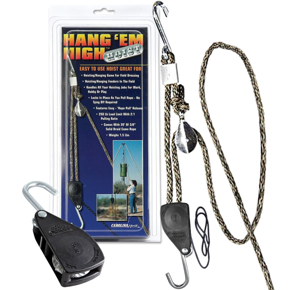 Rope Hoist Block And Tackle - Rope Ratchet Hh20 Hang 'Em High Rope Hoisting Hanging Feeder Pulley System - Block And Tackle Rope Hoist 20-Feet Solid 725555100400