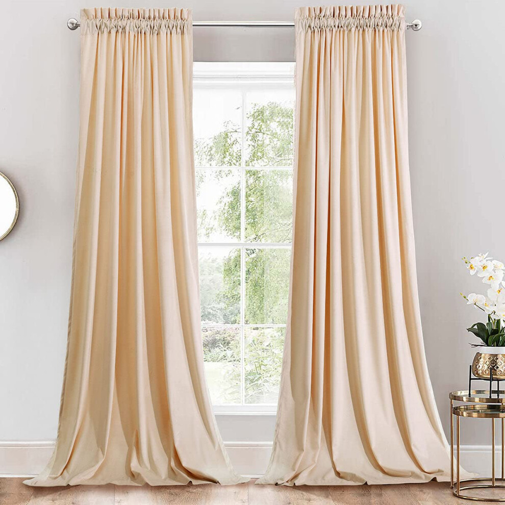 Royal Hotel Bedding Velvet Blackout Curtain Panels Top Rod Pocket Heavyeight  Solid Panels Soft Velvet Window Drapes  Set of 2 Pieces  63 inches long-image-OPC-PFNSFRX-NEW