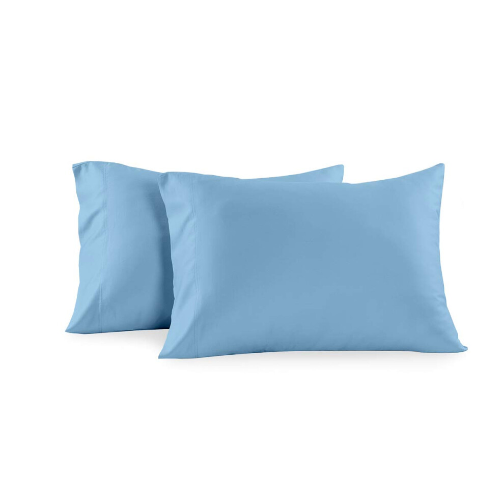 Ensemble de 2 taies d'oreiller en viscose de bambou Royal Tradition, King size, bleu uni, super douces et fra   ches