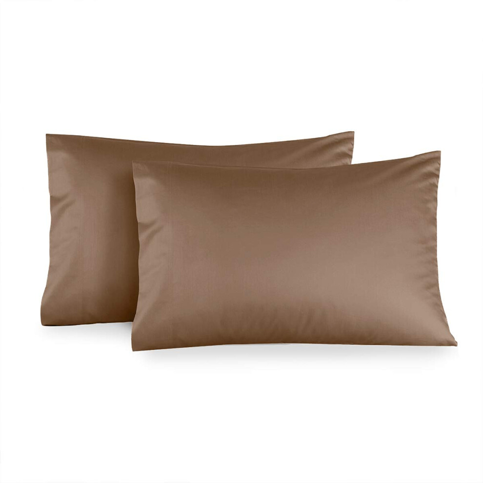 Ensemble de 2 taies d'oreiller en viscose de bambou Royal Tradition, King Size, couleur taupe unie, super douces et fra   ches