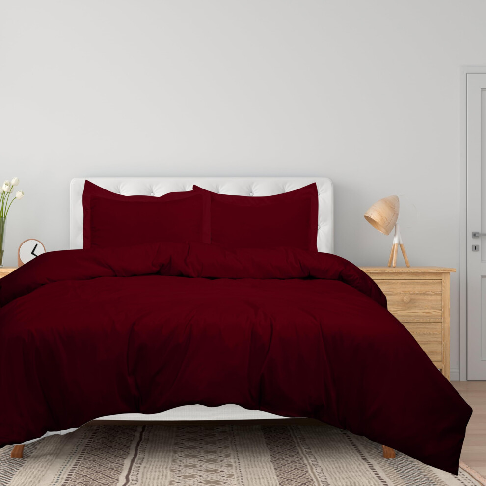 Royale Linens Parure de lit 3 pièces bordeaux en microfibre brossée avec housse de couette et taies d'oreiller, 203 x 228 cm, fermeture éclair, t