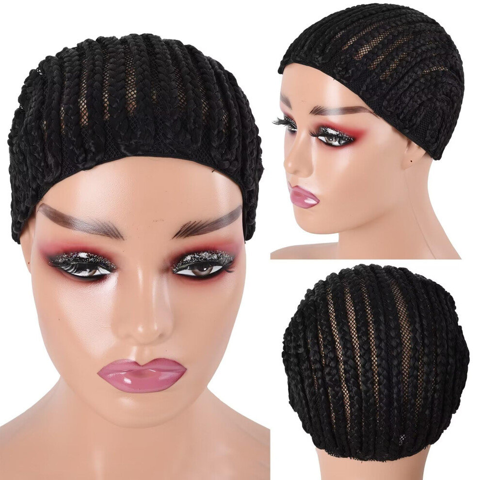 Royota Braided Wig Cap For Crochet Hair Braids Breathable Cornrow Cap For Easier Sew In Weave Hair Glueless Black Cornrow Crochet Wig Cap For Making W