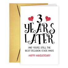 RUALOVE Grappige 3e verjaardagskaart voor vrouwen mannen Zoete 3 jaar huwelijksverjaardagskaarten voor man vrouw paar romantische drie jaar Valentijn