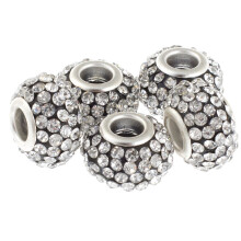 RUBYCA Großes Loch aus tschechischem Kristall, große Schiebeperlen, passend für europäische Charm-Armbänder (20 Stück, Schwarz, 15 mm)