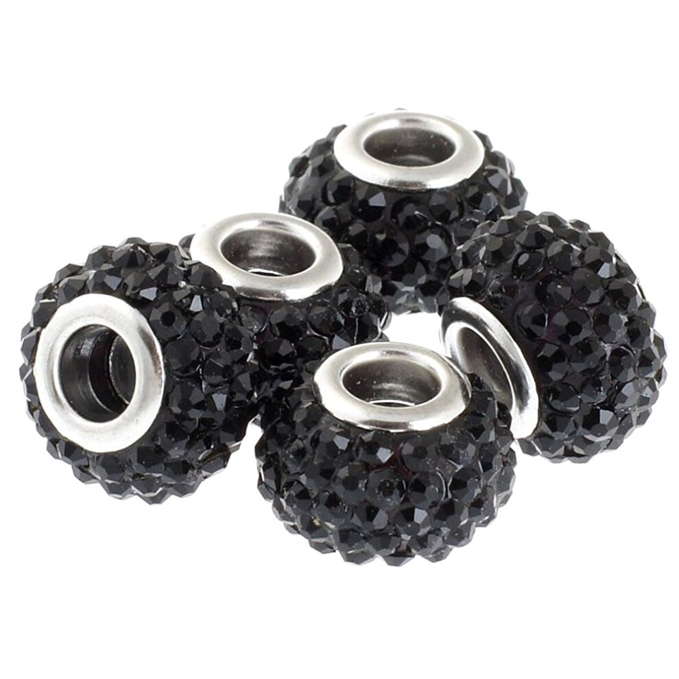 Rubyca Big Hole Duze Krysztalowe Zjezdzalni Koraliki Urokowe Europejska Bransoletka Urokowa (20Pc Black 15 Mm)-image