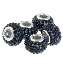 RUBYCA Charm-Perlen mit großem Loch und großem Schieber, Kristall, passend für europäische Charm-Armbänder (10 Stück, Blau, 15 mm)