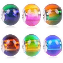 RUBYCA Mix Regenboog Gradi?t Murano Glas Kralen Europese Bedelarmband Spacer DIY Zilverkleur 30 stuks