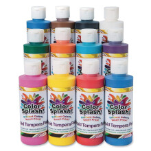 S&S Worldwide Color Splash! Tinta Líquida Tempera, Conjunto de 12 Cores Brilhantes, Frascos de 8 oz