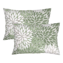 Capa de Almofada Verde Sálvia Tamanho Queen Conjunto de 2 Floral Primavera