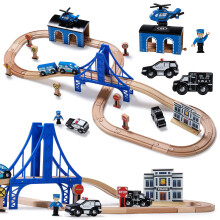 Set di Treni in Legno SainSmart Jr. - Gioco Interattivo della Polizia per Bambini