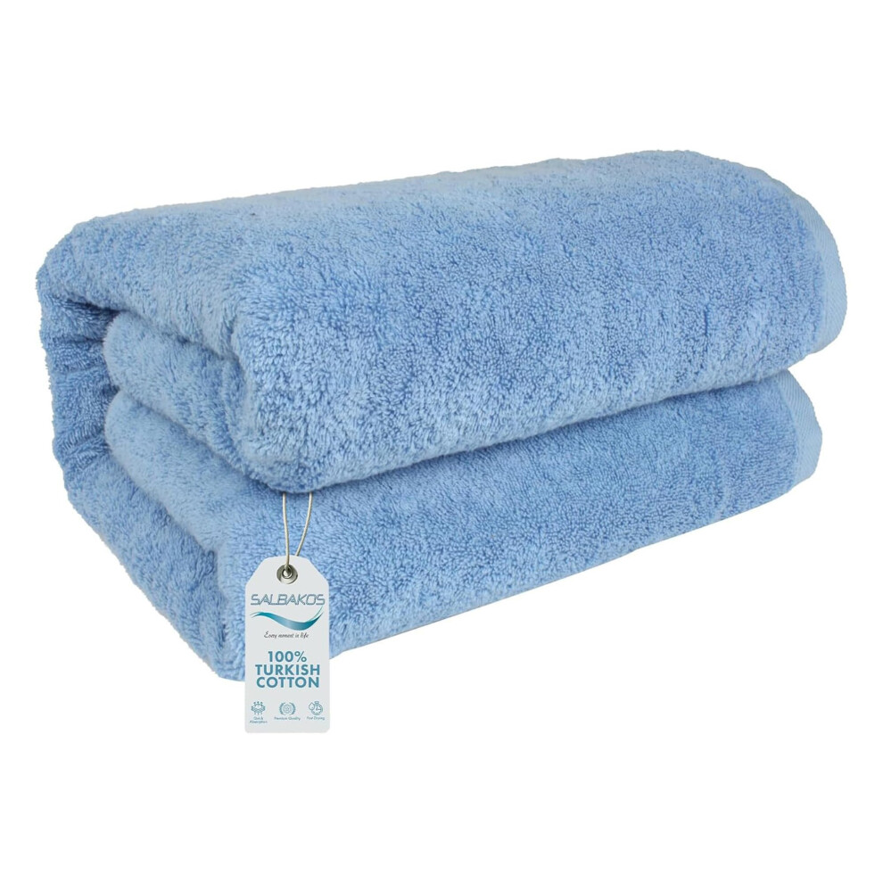 SALBAKOS - Drap de bain turc haut de gamme, 100 % coton turc, absorbant et ultra confortable, pour h   tel et spa | 101 x 203 cm (bleu)
