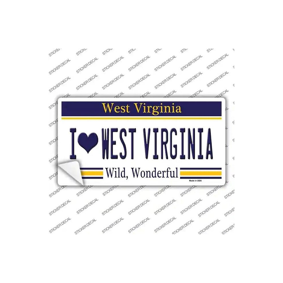 Smart Blonde Lp-6520S-L I Love West Virginia Novelty Sticker Decal - Large 792636418136