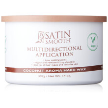 Satin Smooth Coconut Aroma Hard Wax  Vegan No-Strip Wax for All Hair Types  Multidirectional Application  Ideal for Sensitive Skin  Salon-Grade Hair R