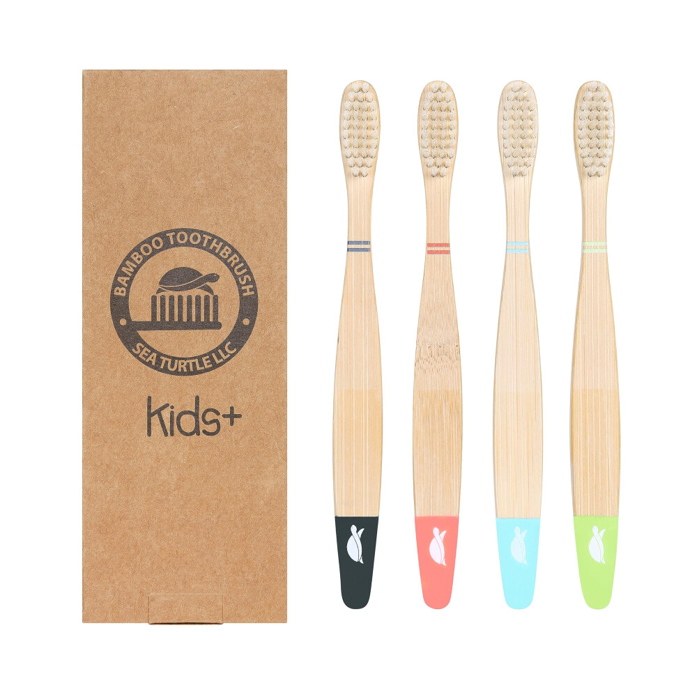 Turtle , Turtle Sea Turtle Plant-Based Bristles Bamboo Toothbrushes Soft Natural Toothbrush For Kids 4 Pack