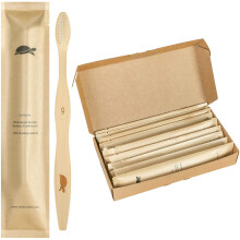 Sea Turtle Plant-Based Bristles  Soft Bamboo Toothbrushes  Individually Sealed 10 Pack