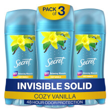 Geheimes Antitranspirant und Deodorant fr Frauen, 48 Stunden unsichtbar, fester Vanilleduft, 2,6 oz (3er-Pack)