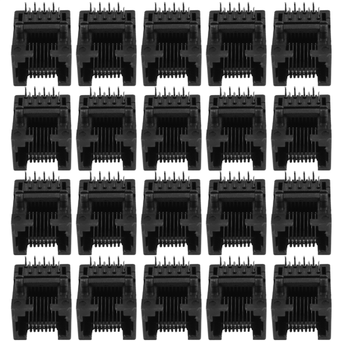 20 τμχ RJ45 8P8C Υπολογιστής Διαδικτύου Δικτύου PCB Υποδοχή Jack Black 2