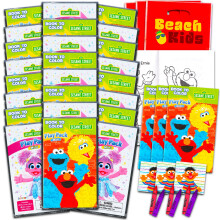 Sesamstraat Mini Feestartikelenset voor kinderen - Bundel met 24 Mini Elmo Grab n Go Speelpakketten met kleurplaten en buitzakjes (Sesamstraat verjaa