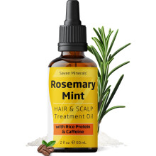 Aceite de romero Seven Minerals para el crecimiento del cabello, con prote   na de arroz, cafe   na, menta y aceites naturales que fortalecen el cabe