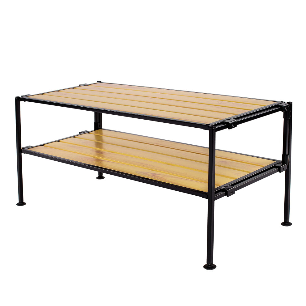 Seville Classics Sturdy Freestanding Storage Shelf for Bedroom Closet Entryway Dorm Room Organizer Stackable Durable Metal Shoe Rack Countryside As