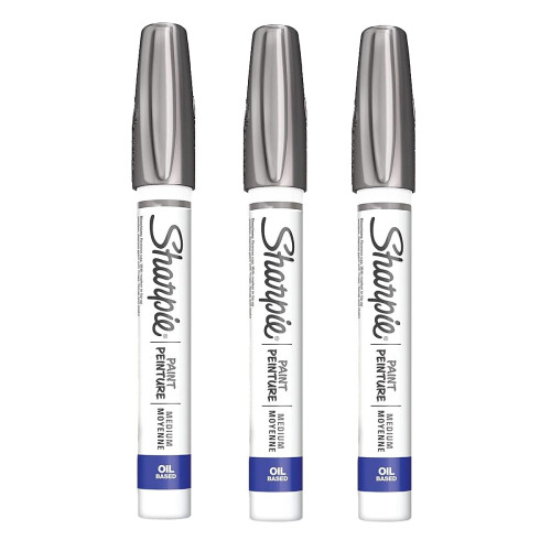 Sharpie Sharpie    l-Farbmarker, mittlere Spitze, Metallic-Silbertinte, 3er-Pack