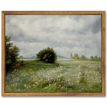 SHENIFY Vintage landschap ingelijst canvas muurkunst grasland klassiek schilderij moderne boerderij keuken kantoor decor - 11x14in natuurlijk ingelij